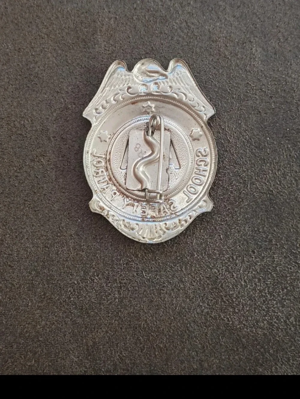 1950s/60s AAA School Safety Patrol Patrolman Shield Badge Pin.